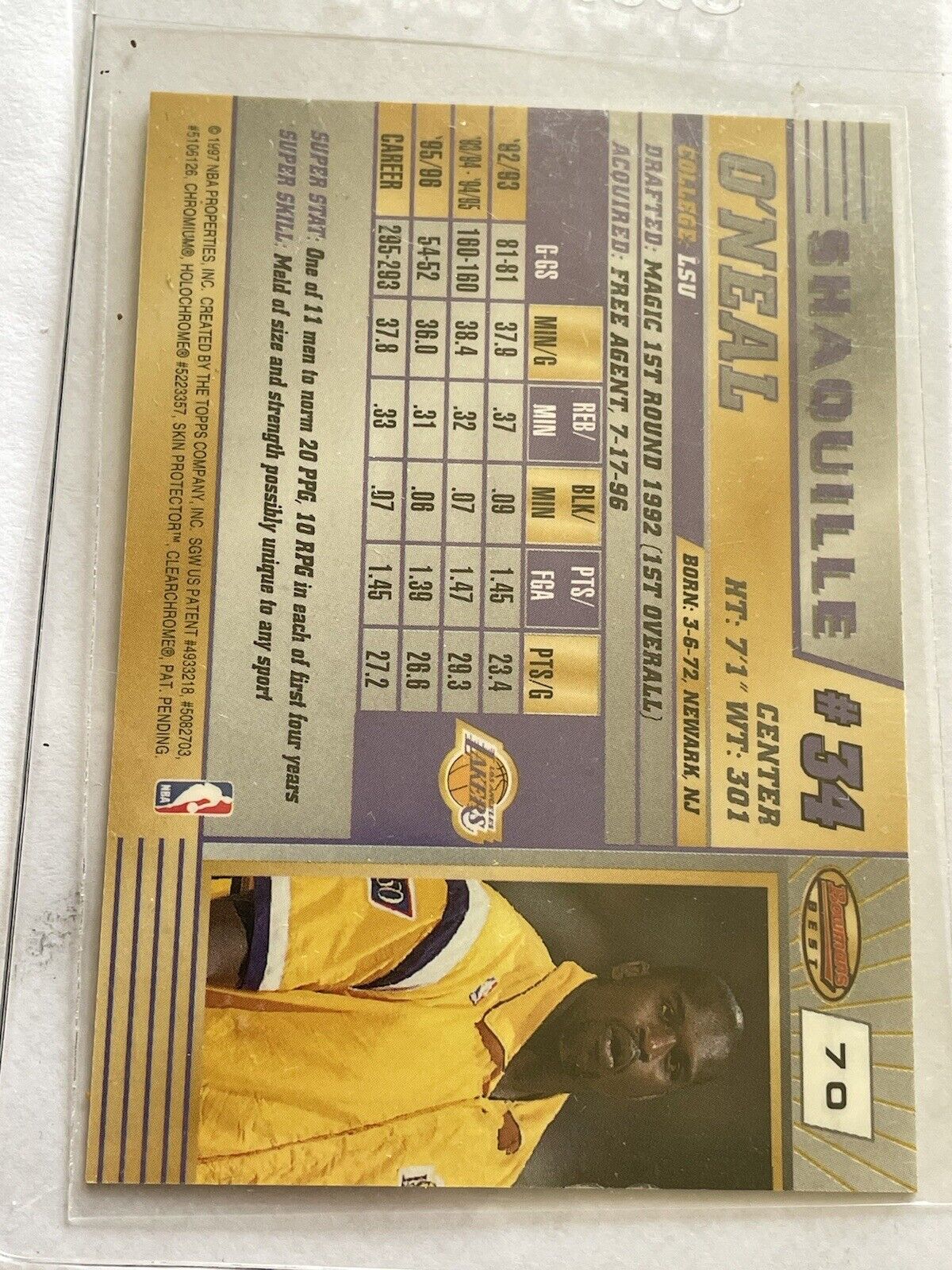 1996-97 Bowman's Best - Base #70 Shaquille O'Neal