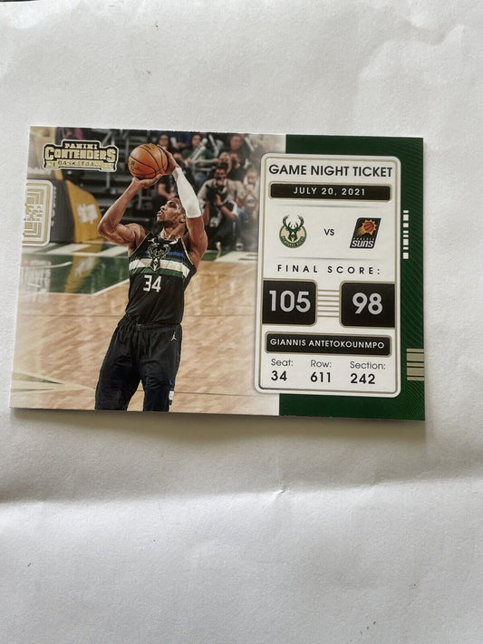 Giannis Antetokounmpo #15 Game Night Ticket 2022 Panini Contenders Basketball...