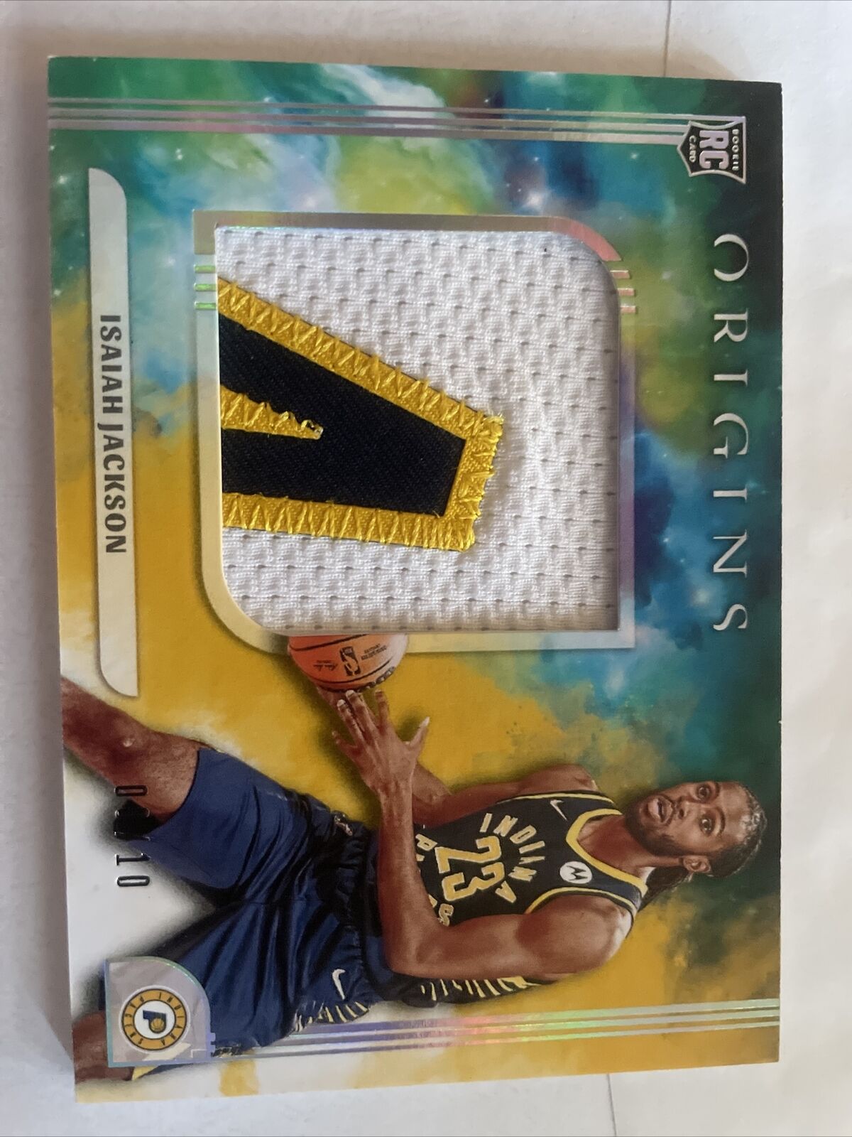 panini Origins Isaiah Jackson Rookie Card Jersey Patch Gold 4/10