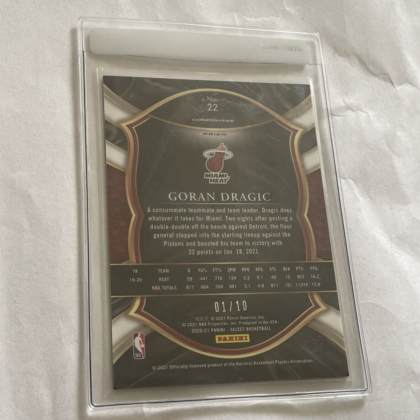 Goran Dragic Panini Select Pink Insert 1/10